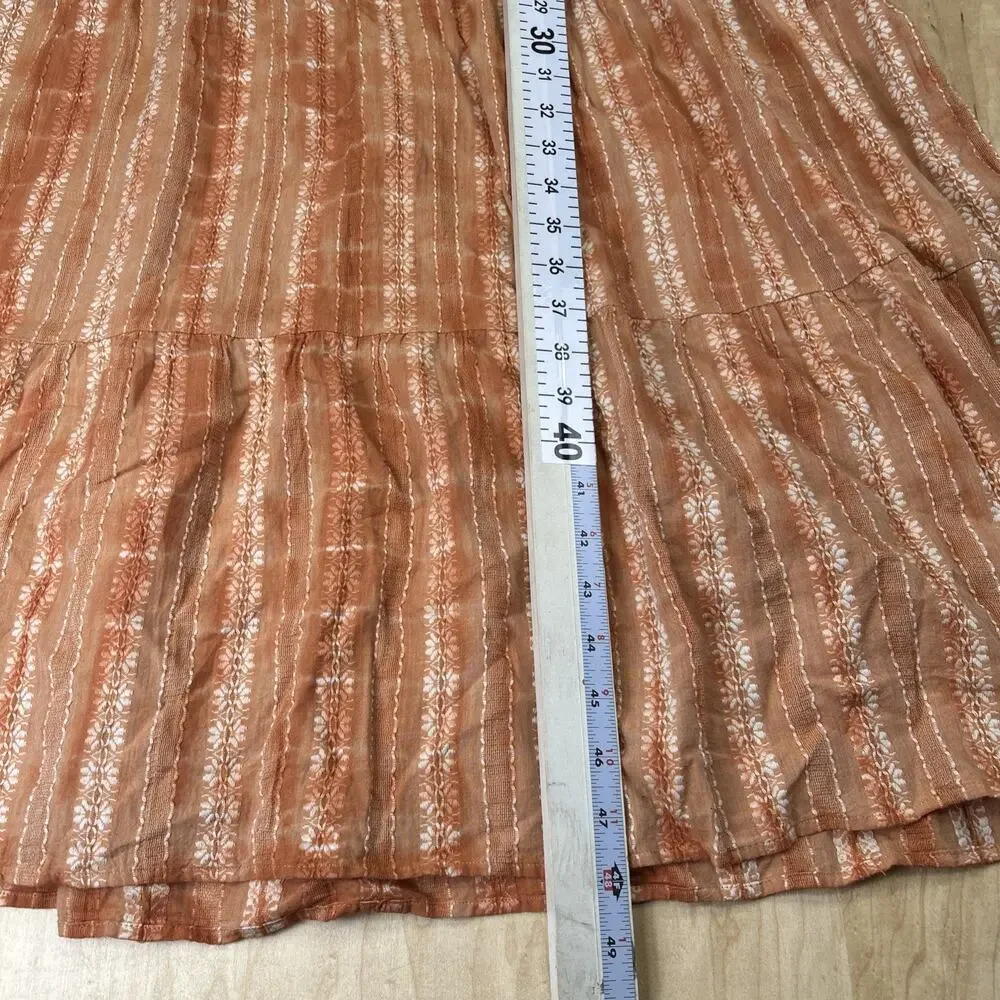 J.Jill Womens Small Sleeveless Tiered Dress Orange White Cotton Swing Dress GC - Picture 6 of 7